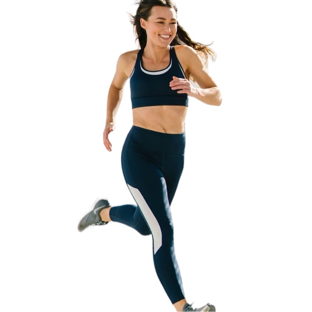 Zyia Active‎ Navy Primo Mesh Hi-Rise 7/8 Leggings Size: 8-10 NWOT